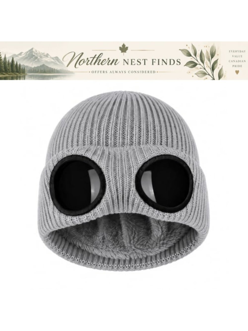 Unisex Wool Knitted Goggles Beanie Warm Winter Hat Outdoor Sports Cap